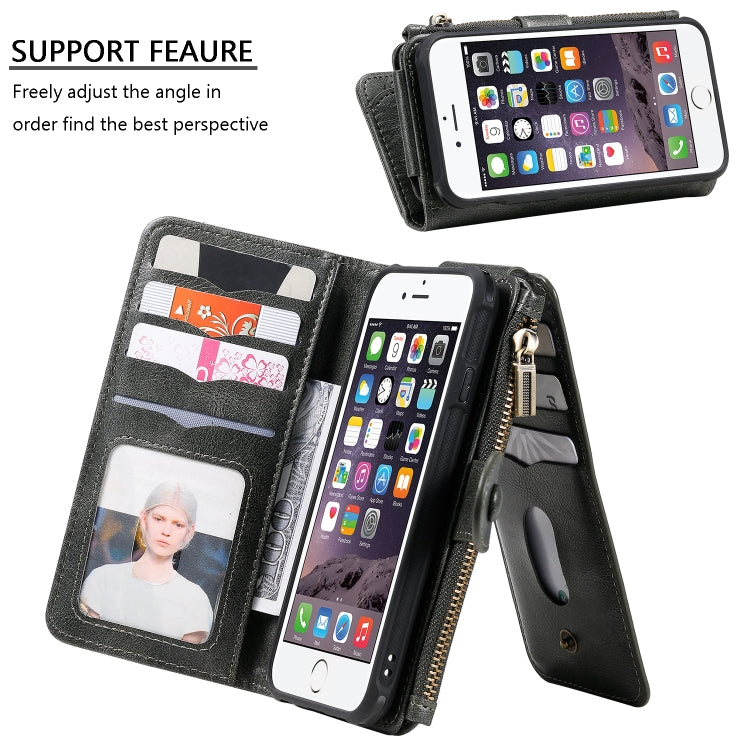 For iPhone 6 / 7 / 8 Multifunctional Retro Detachable Magnetic Horizontal Flip Leather Case with Card Slots & Holder & Wallet & Photo Frame