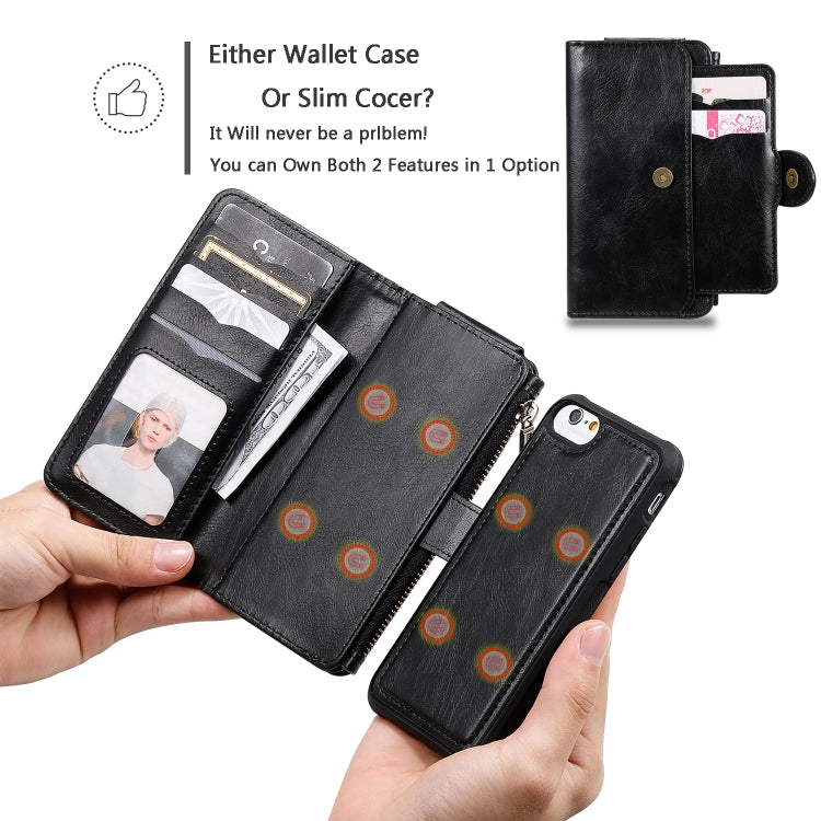 For iPhone 6 / 7 / 8 Multifunctional Retro Detachable Magnetic Horizontal Flip Leather Case with Card Slots & Holder & Wallet & Photo Frame