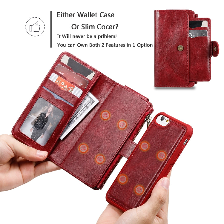 For iPhone 6 / 7 / 8 Multifunctional Retro Detachable Magnetic Horizontal Flip Leather Case with Card Slots & Holder & Wallet & Photo Frame