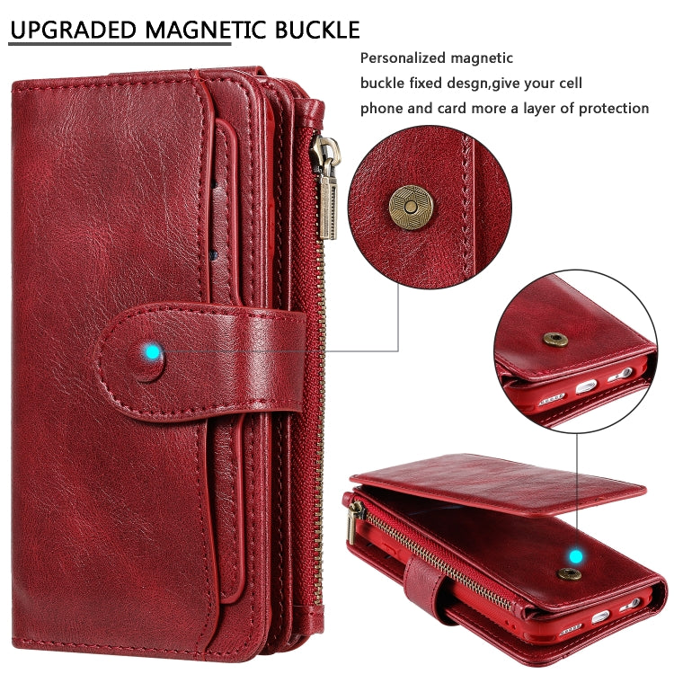 For iPhone 6 / 7 / 8 Multifunctional Retro Detachable Magnetic Horizontal Flip Leather Case with Card Slots & Holder & Wallet & Photo Frame