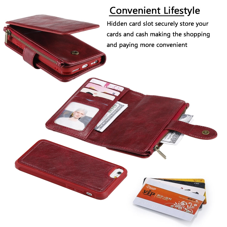 For iPhone 6 / 7 / 8 Multifunctional Retro Detachable Magnetic Horizontal Flip Leather Case with Card Slots & Holder & Wallet & Photo Frame