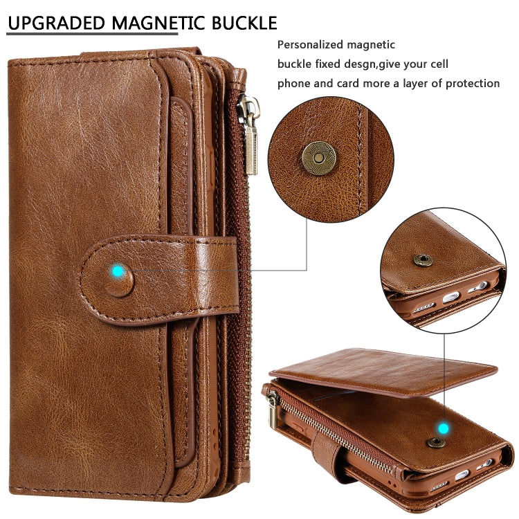 For iPhone 6 / 7 / 8 Multifunctional Retro Detachable Magnetic Horizontal Flip Leather Case with Card Slots & Holder & Wallet & Photo Frame
