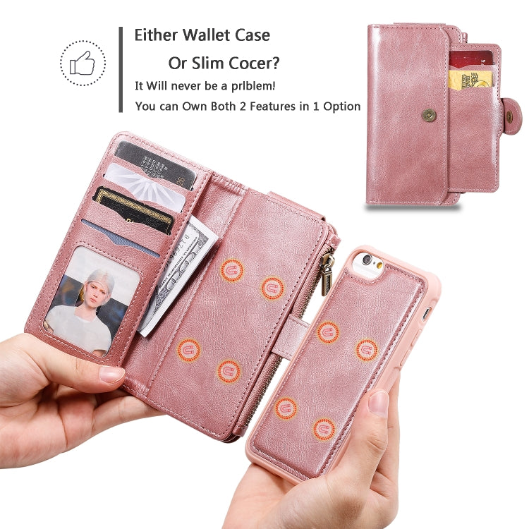 For iPhone 6 / 7 / 8 Multifunctional Retro Detachable Magnetic Horizontal Flip Leather Case with Card Slots & Holder & Wallet & Photo Frame
