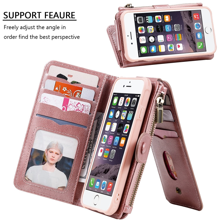 For iPhone 6 / 7 / 8 Multifunctional Retro Detachable Magnetic Horizontal Flip Leather Case with Card Slots & Holder & Wallet & Photo Frame
