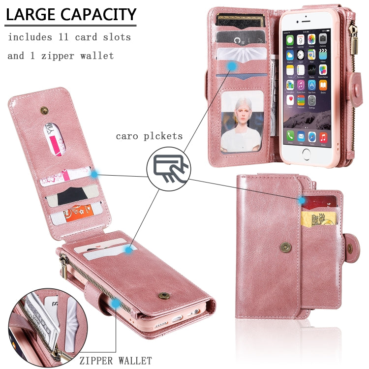 For iPhone 6 / 7 / 8 Multifunctional Retro Detachable Magnetic Horizontal Flip Leather Case with Card Slots & Holder & Wallet & Photo Frame