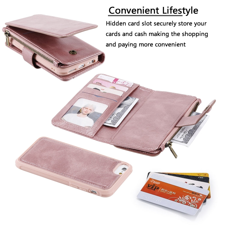For iPhone 6 / 7 / 8 Multifunctional Retro Detachable Magnetic Horizontal Flip Leather Case with Card Slots & Holder & Wallet & Photo Frame