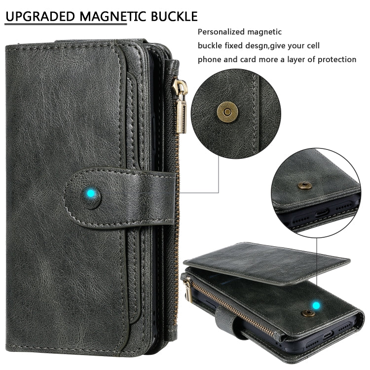 For iPhone X / XS Multifunctional Retro Detachable Magnetic Horizontal Flip Leather Case with Card Slots & Holder & Wallet & Photo Frame