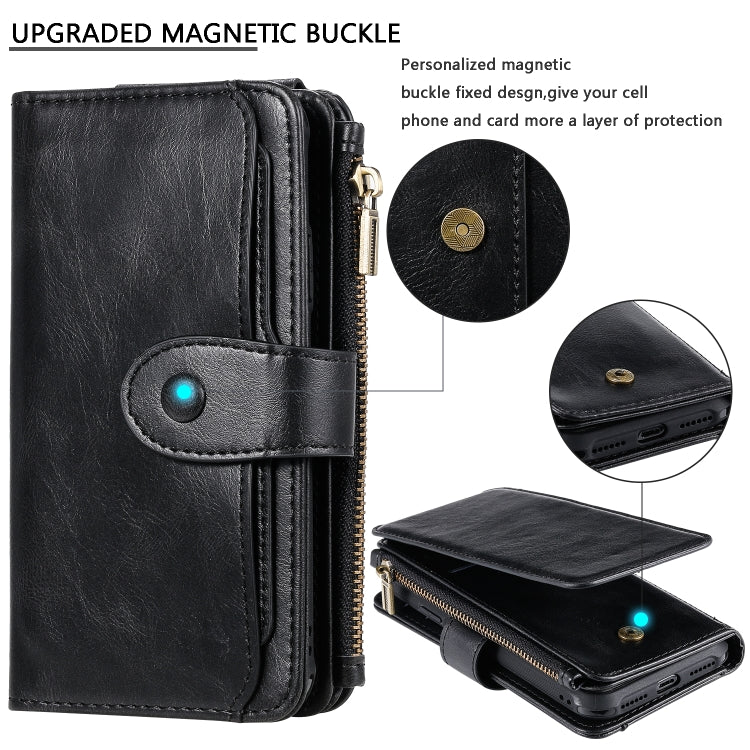 For iPhone X / XS Multifunctional Retro Detachable Magnetic Horizontal Flip Leather Case with Card Slots & Holder & Wallet & Photo Frame