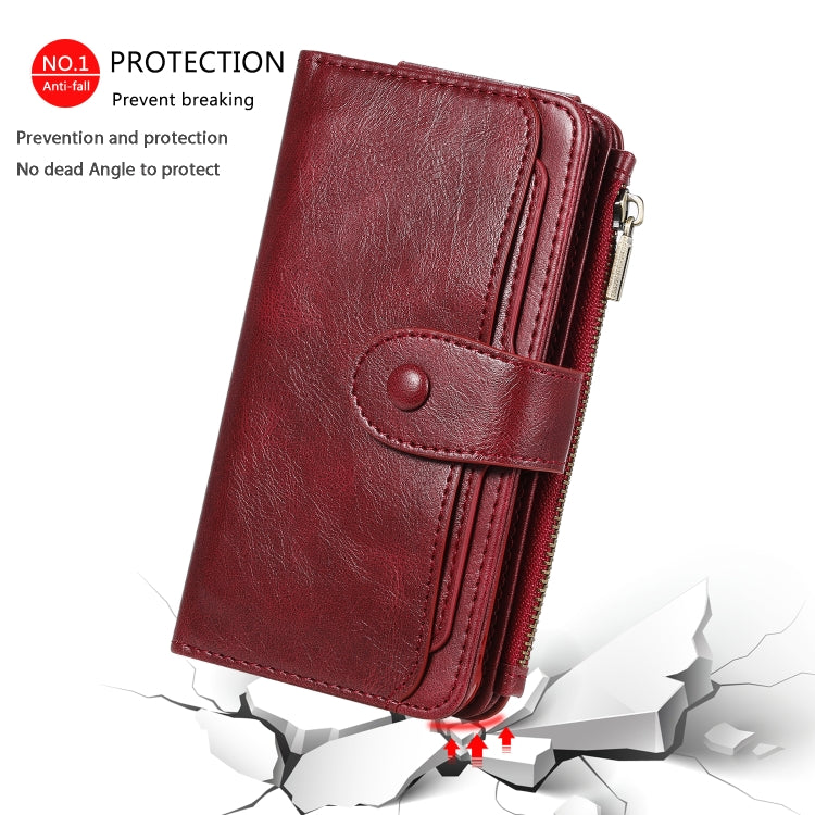 For iPhone X / XS Multifunctional Retro Detachable Magnetic Horizontal Flip Leather Case with Card Slots & Holder & Wallet & Photo Frame