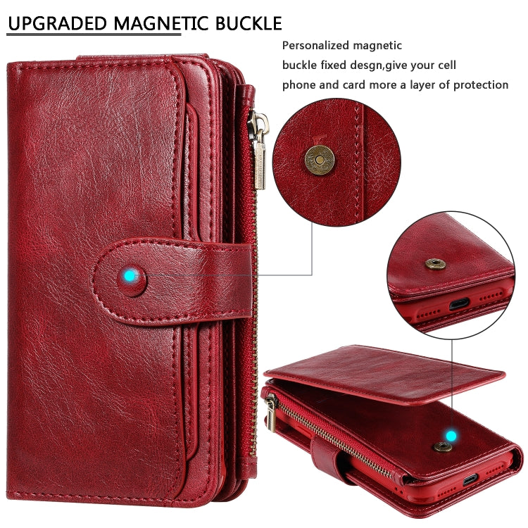 For iPhone X / XS Multifunctional Retro Detachable Magnetic Horizontal Flip Leather Case with Card Slots & Holder & Wallet & Photo Frame