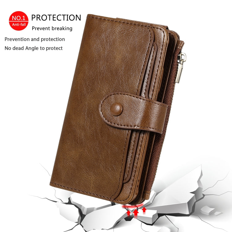For iPhone X / XS Multifunctional Retro Detachable Magnetic Horizontal Flip Leather Case with Card Slots & Holder & Wallet & Photo Frame