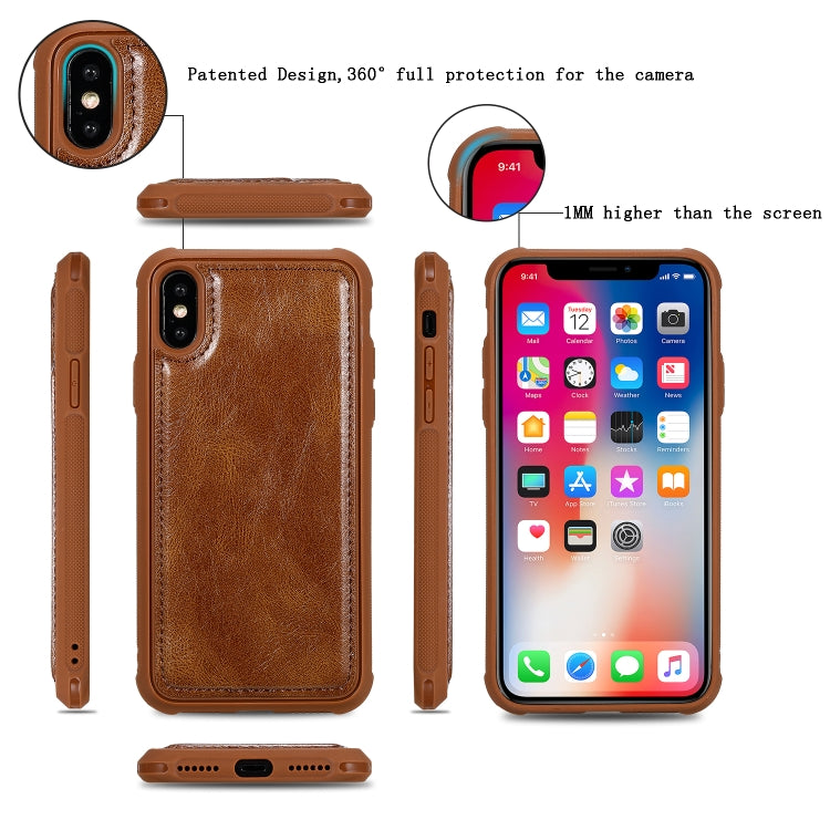 For iPhone X / XS Multifunctional Retro Detachable Magnetic Horizontal Flip Leather Case with Card Slots & Holder & Wallet & Photo Frame