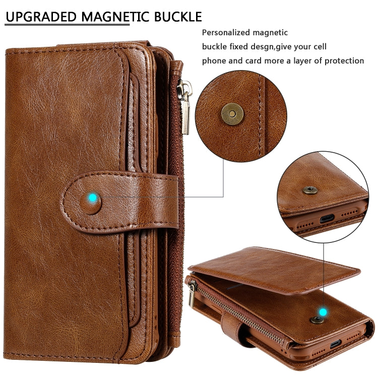 For iPhone X / XS Multifunctional Retro Detachable Magnetic Horizontal Flip Leather Case with Card Slots & Holder & Wallet & Photo Frame