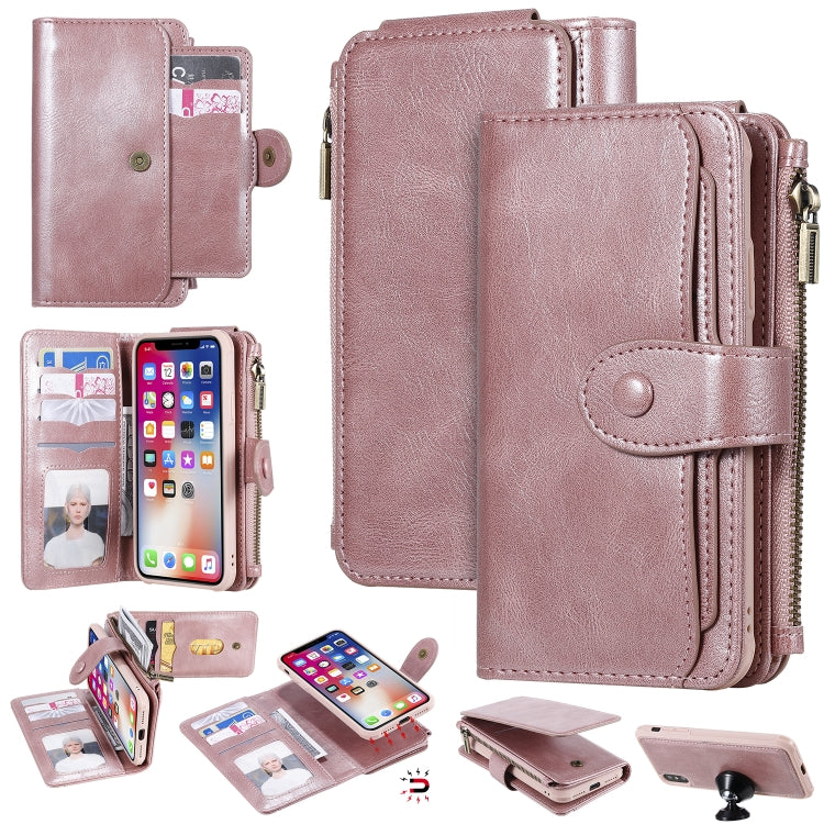 For iPhone X / XS Multifunctional Retro Detachable Magnetic Horizontal Flip Leather Case with Card Slots & Holder & Wallet & Photo Frame