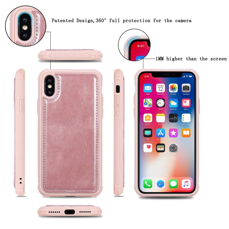 For iPhone X / XS Multifunctional Retro Detachable Magnetic Horizontal Flip Leather Case with Card Slots & Holder & Wallet & Photo Frame