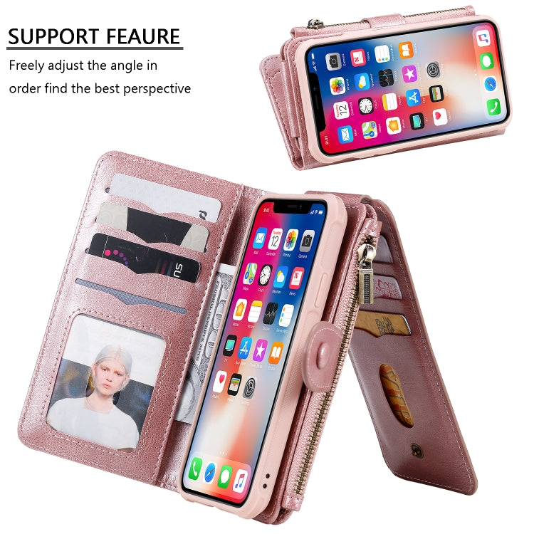 For iPhone X / XS Multifunctional Retro Detachable Magnetic Horizontal Flip Leather Case with Card Slots & Holder & Wallet & Photo Frame