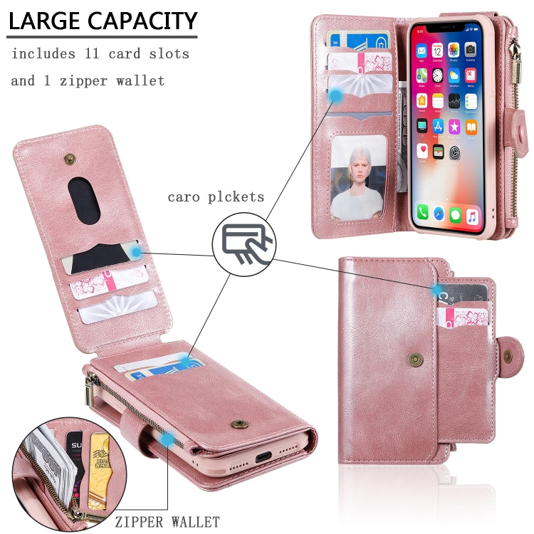 For iPhone X / XS Multifunctional Retro Detachable Magnetic Horizontal Flip Leather Case with Card Slots & Holder & Wallet & Photo Frame