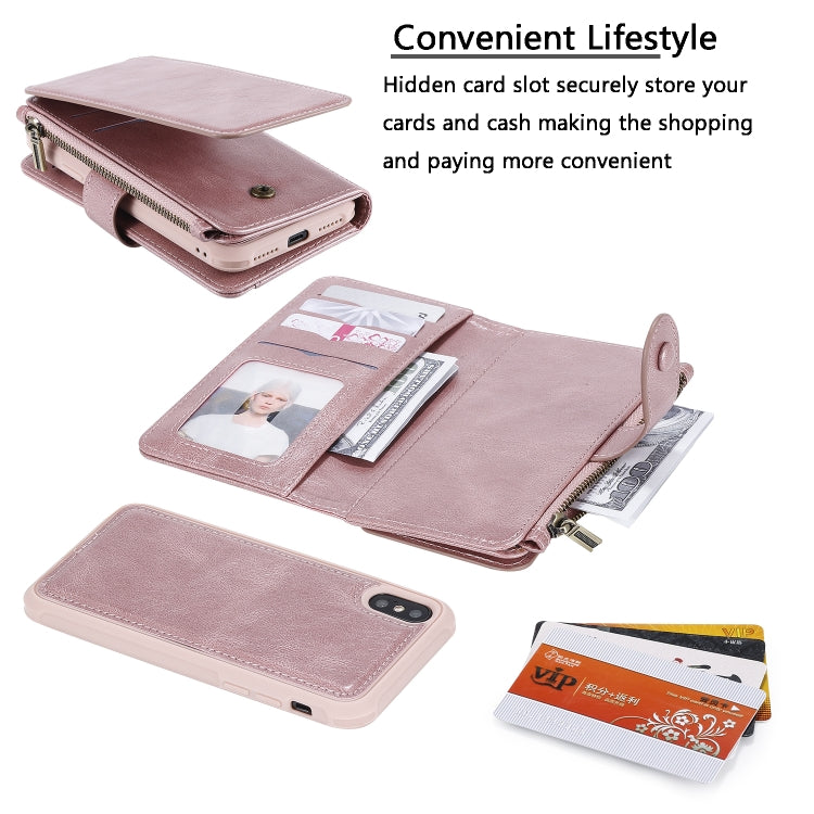 For iPhone X / XS Multifunctional Retro Detachable Magnetic Horizontal Flip Leather Case with Card Slots & Holder & Wallet & Photo Frame