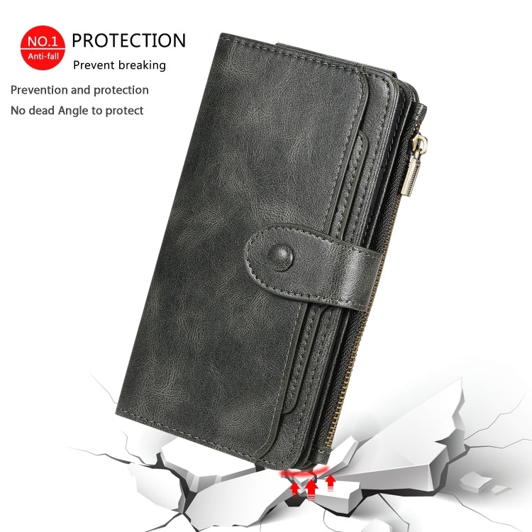 For iPhone XS Max Multifunctional Retro Detachable Magnetic Horizontal Flip Leather Case with Card Slots & Holder & Wallet & Photo Frame