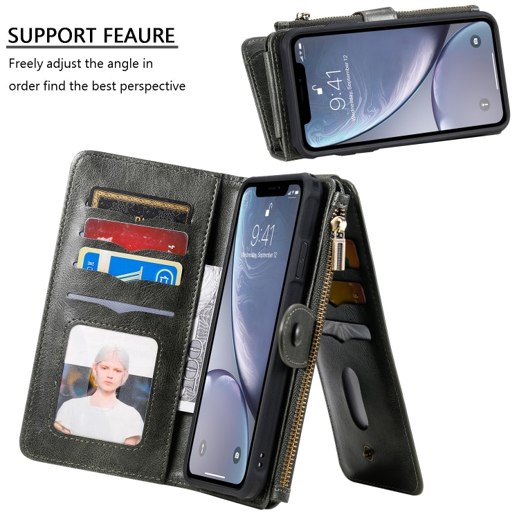 For iPhone XS Max Multifunctional Retro Detachable Magnetic Horizontal Flip Leather Case with Card Slots & Holder & Wallet & Photo Frame