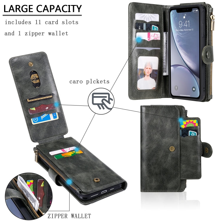 For iPhone XS Max Multifunctional Retro Detachable Magnetic Horizontal Flip Leather Case with Card Slots & Holder & Wallet & Photo Frame