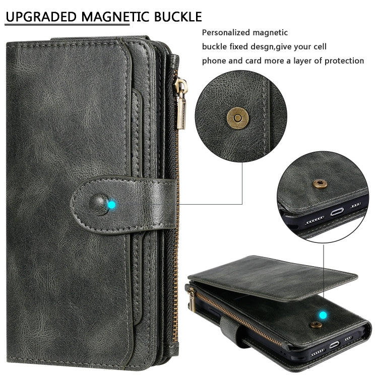 For iPhone XS Max Multifunctional Retro Detachable Magnetic Horizontal Flip Leather Case with Card Slots & Holder & Wallet & Photo Frame