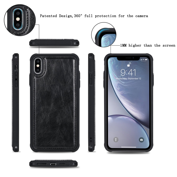 For iPhone XS Max Multifunctional Retro Detachable Magnetic Horizontal Flip Leather Case with Card Slots & Holder & Wallet & Photo Frame
