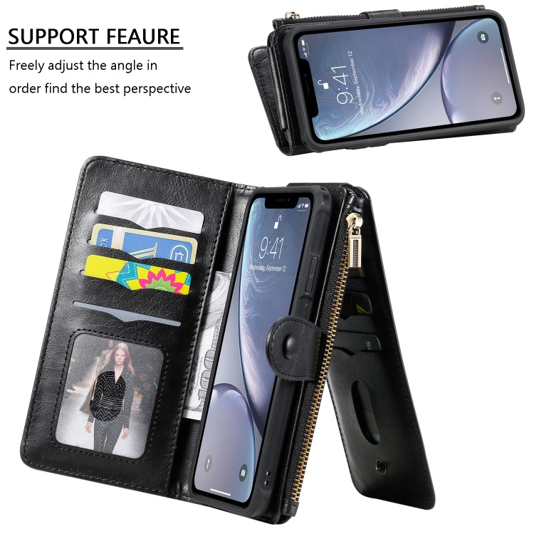 For iPhone XS Max Multifunctional Retro Detachable Magnetic Horizontal Flip Leather Case with Card Slots & Holder & Wallet & Photo Frame