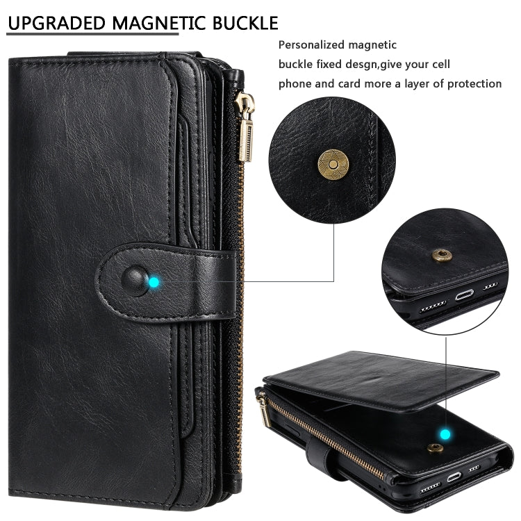 For iPhone XS Max Multifunctional Retro Detachable Magnetic Horizontal Flip Leather Case with Card Slots & Holder & Wallet & Photo Frame