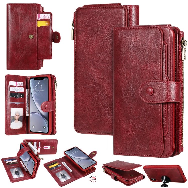 For iPhone XS Max Multifunctional Retro Detachable Magnetic Horizontal Flip Leather Case with Card Slots & Holder & Wallet & Photo Frame