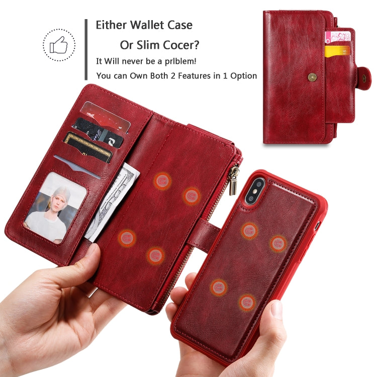 For iPhone XS Max Multifunctional Retro Detachable Magnetic Horizontal Flip Leather Case with Card Slots & Holder & Wallet & Photo Frame