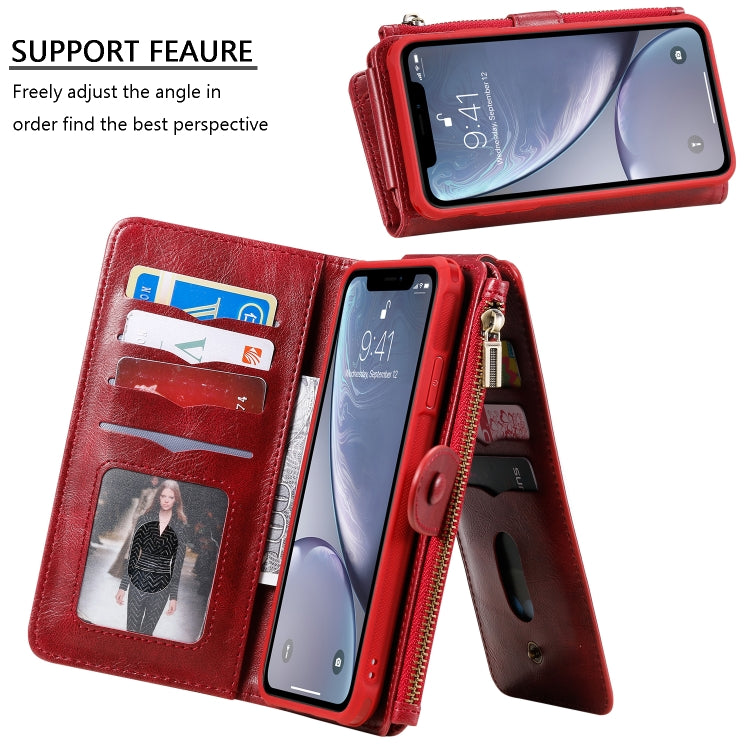 For iPhone XS Max Multifunctional Retro Detachable Magnetic Horizontal Flip Leather Case with Card Slots & Holder & Wallet & Photo Frame
