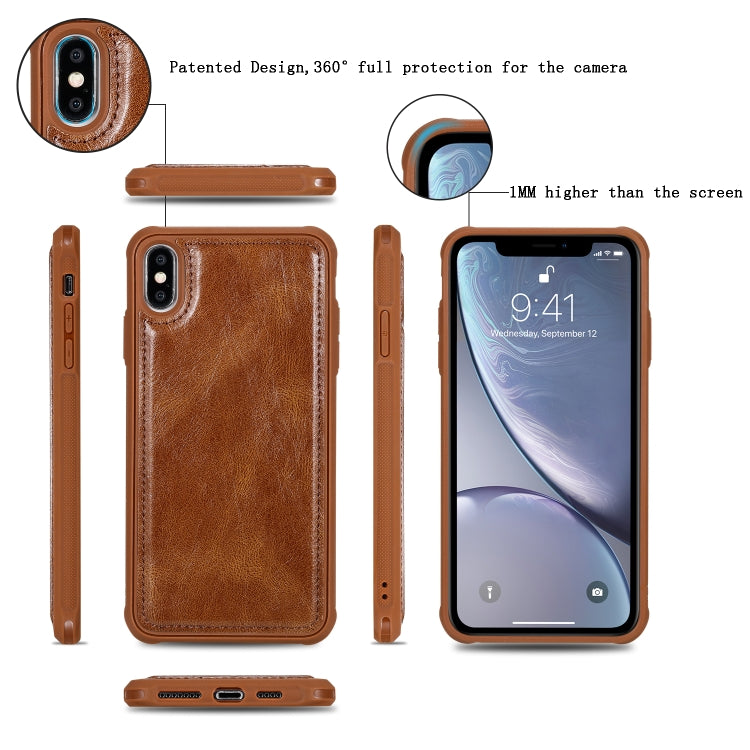 For iPhone XS Max Multifunctional Retro Detachable Magnetic Horizontal Flip Leather Case with Card Slots & Holder & Wallet & Photo Frame