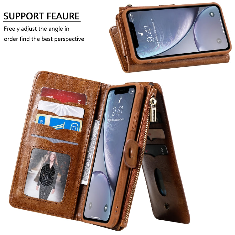 For iPhone XS Max Multifunctional Retro Detachable Magnetic Horizontal Flip Leather Case with Card Slots & Holder & Wallet & Photo Frame