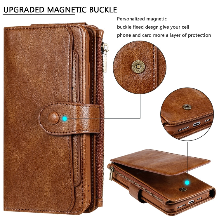 For iPhone XS Max Multifunctional Retro Detachable Magnetic Horizontal Flip Leather Case with Card Slots & Holder & Wallet & Photo Frame