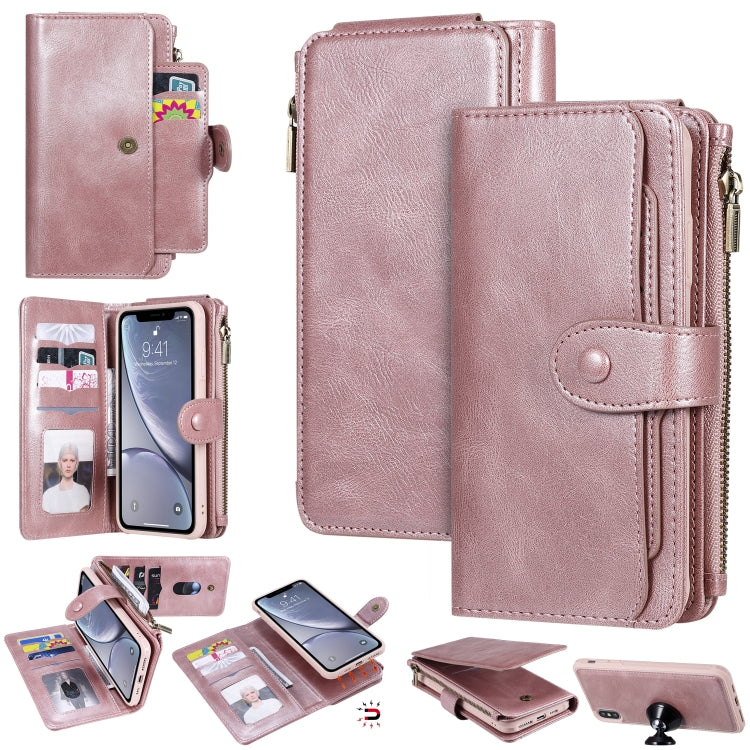 For iPhone XS Max Multifunctional Retro Detachable Magnetic Horizontal Flip Leather Case with Card Slots & Holder & Wallet & Photo Frame