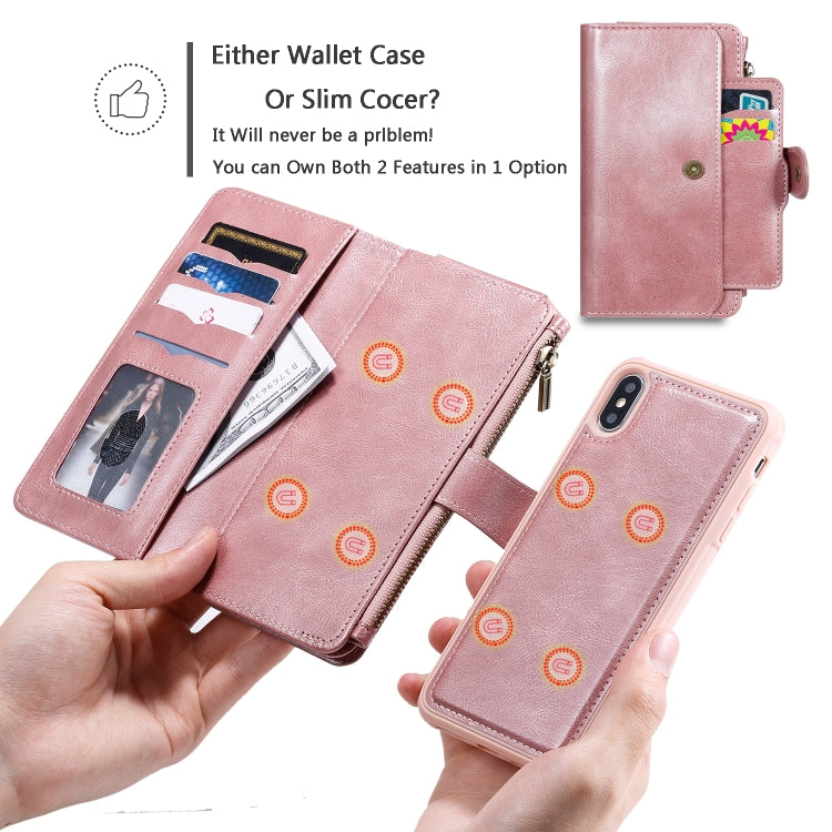 For iPhone XS Max Multifunctional Retro Detachable Magnetic Horizontal Flip Leather Case with Card Slots & Holder & Wallet & Photo Frame