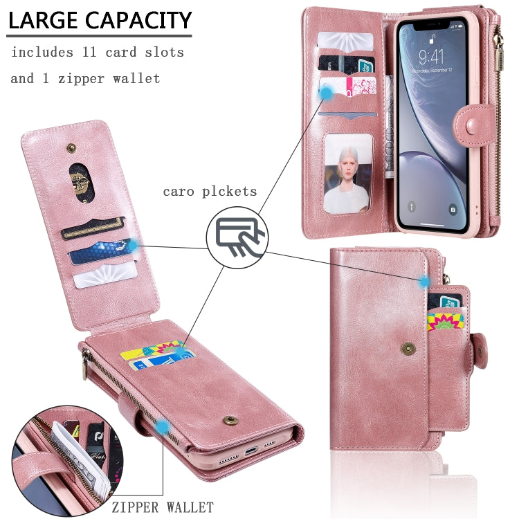 For iPhone XS Max Multifunctional Retro Detachable Magnetic Horizontal Flip Leather Case with Card Slots & Holder & Wallet & Photo Frame