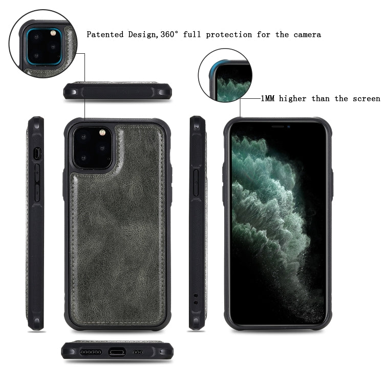 For iPhone 11 Pro Multifunctional Retro Detachable Magnetic Horizontal Flip Leather Case with Card Slots & Holder & Wallet & Photo Frame