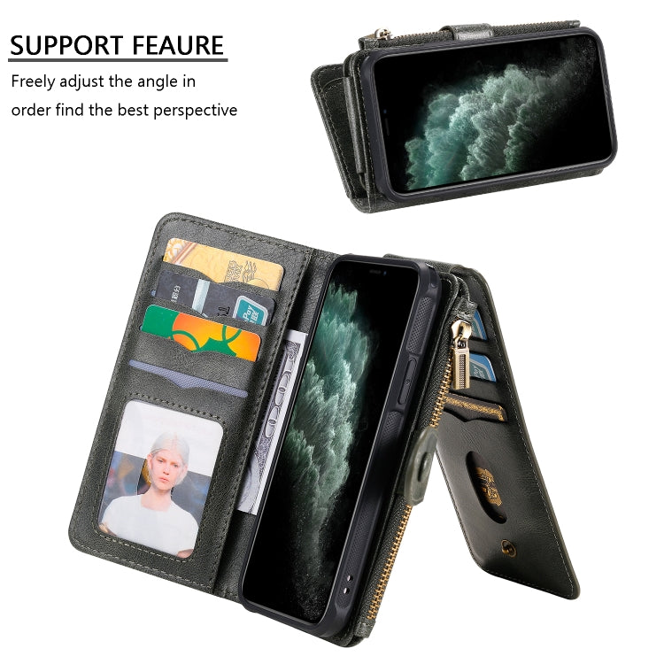 For iPhone 11 Pro Multifunctional Retro Detachable Magnetic Horizontal Flip Leather Case with Card Slots & Holder & Wallet & Photo Frame