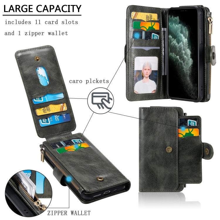 For iPhone 11 Pro Multifunctional Retro Detachable Magnetic Horizontal Flip Leather Case with Card Slots & Holder & Wallet & Photo Frame