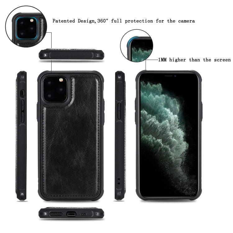 For iPhone 11 Pro Multifunctional Retro Detachable Magnetic Horizontal Flip Leather Case with Card Slots & Holder & Wallet & Photo Frame