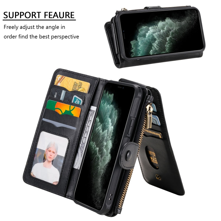 For iPhone 11 Pro Multifunctional Retro Detachable Magnetic Horizontal Flip Leather Case with Card Slots & Holder & Wallet & Photo Frame