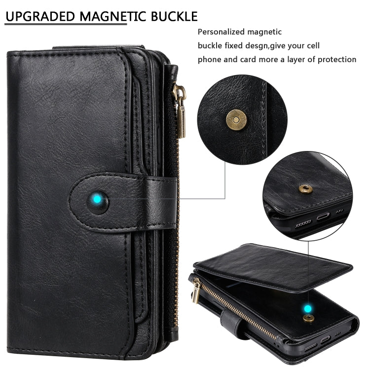 For iPhone 11 Pro Multifunctional Retro Detachable Magnetic Horizontal Flip Leather Case with Card Slots & Holder & Wallet & Photo Frame