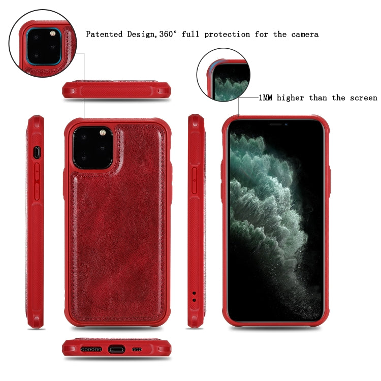 For iPhone 11 Pro Multifunctional Retro Detachable Magnetic Horizontal Flip Leather Case with Card Slots & Holder & Wallet & Photo Frame