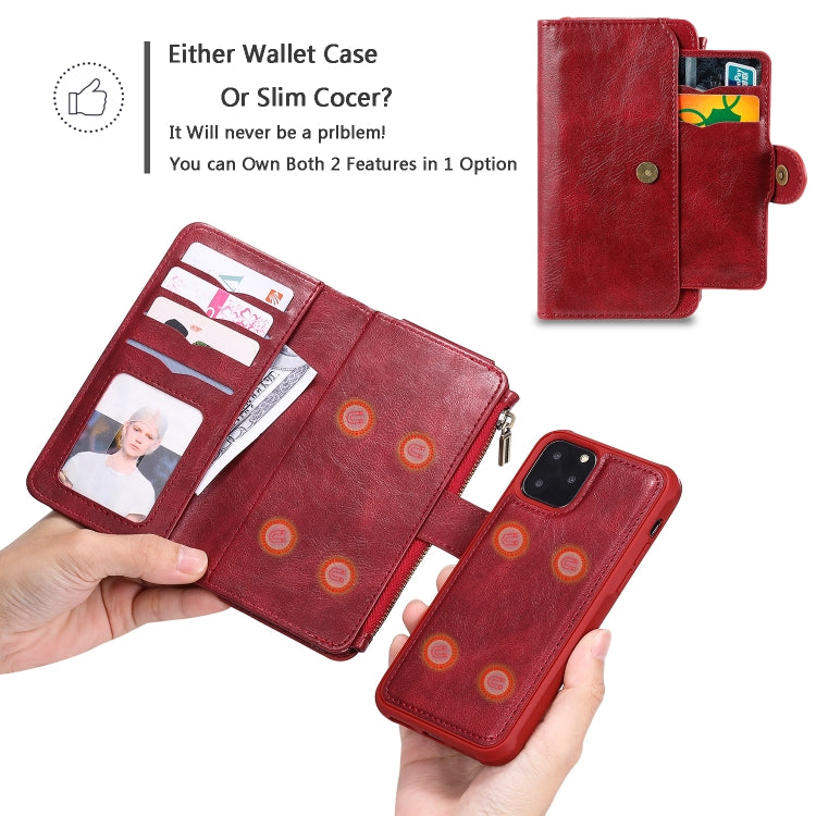 For iPhone 11 Pro Multifunctional Retro Detachable Magnetic Horizontal Flip Leather Case with Card Slots & Holder & Wallet & Photo Frame