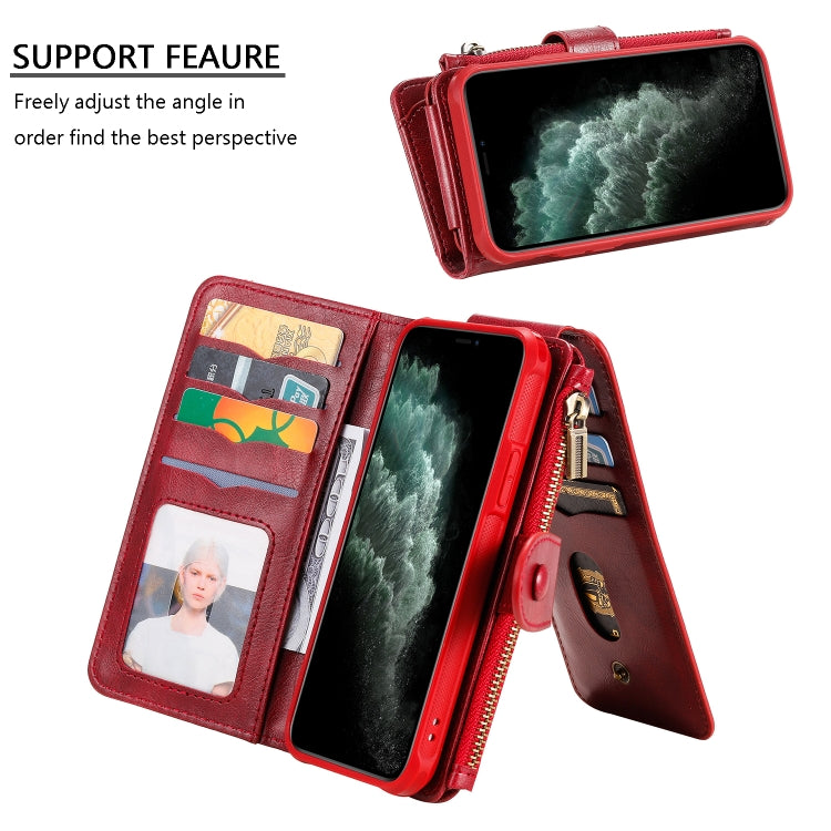 For iPhone 11 Pro Multifunctional Retro Detachable Magnetic Horizontal Flip Leather Case with Card Slots & Holder & Wallet & Photo Frame