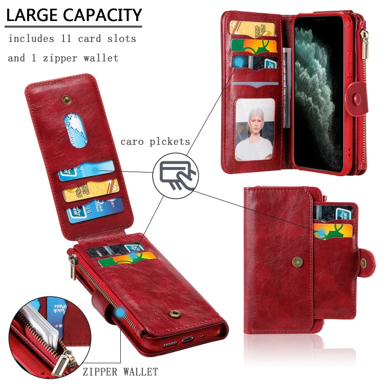 For iPhone 11 Pro Multifunctional Retro Detachable Magnetic Horizontal Flip Leather Case with Card Slots & Holder & Wallet & Photo Frame