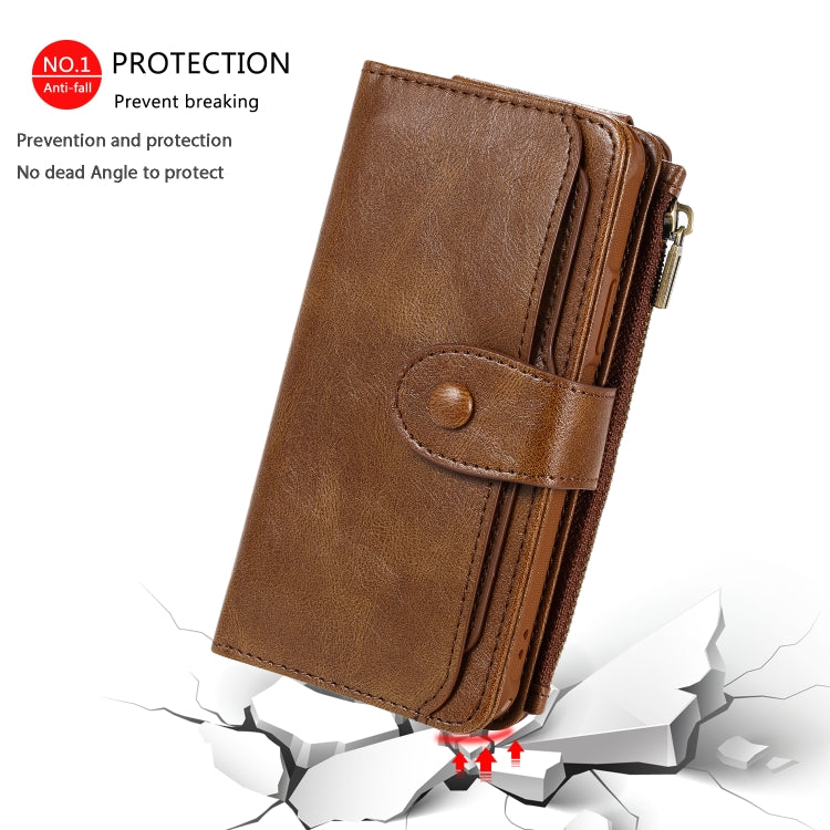 For iPhone 11 Pro Multifunctional Retro Detachable Magnetic Horizontal Flip Leather Case with Card Slots & Holder & Wallet & Photo Frame