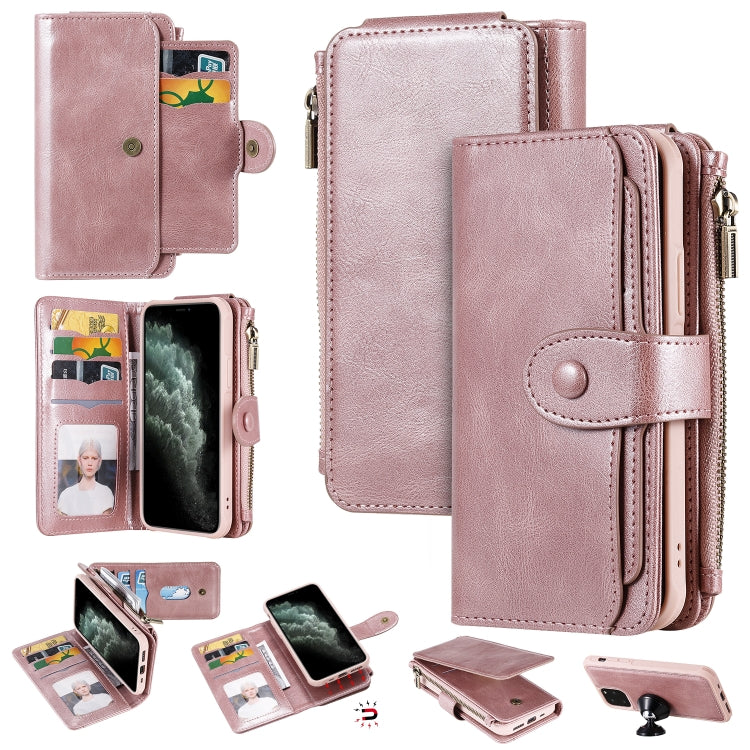 For iPhone 11 Pro Multifunctional Retro Detachable Magnetic Horizontal Flip Leather Case with Card Slots & Holder & Wallet & Photo Frame